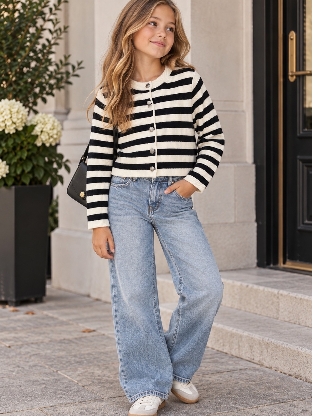 NWT Zara Kids Striped Button Up Sweater Size 9/10